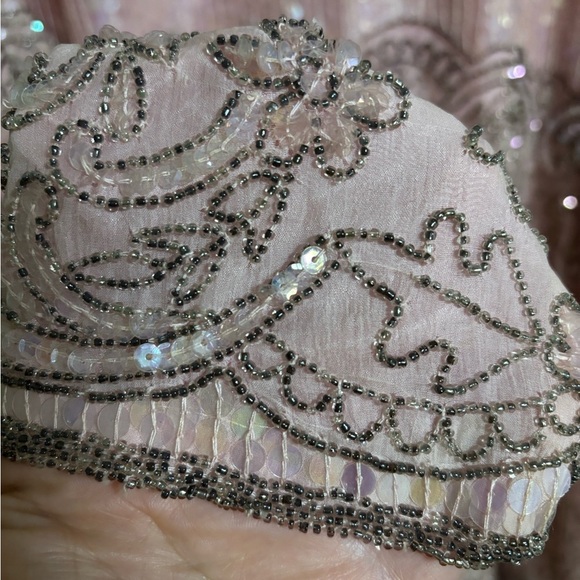 Talbots Joan Leslie Pink Silk Sequins Beaded Top Blouse Formal Size XL Vintage - Picture 3 of 8